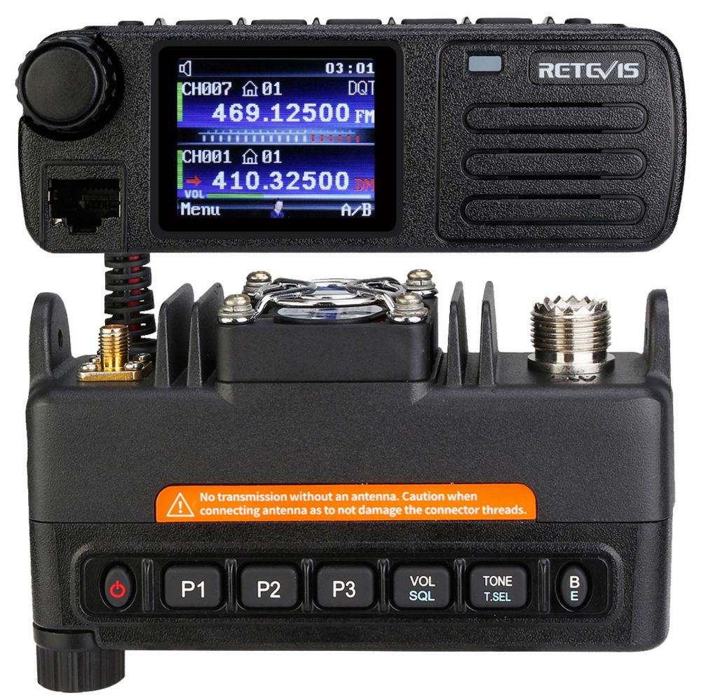 Retevis RT73 Dual Band Mini DMR Mobile Radio 20W Car Radio Station GPS