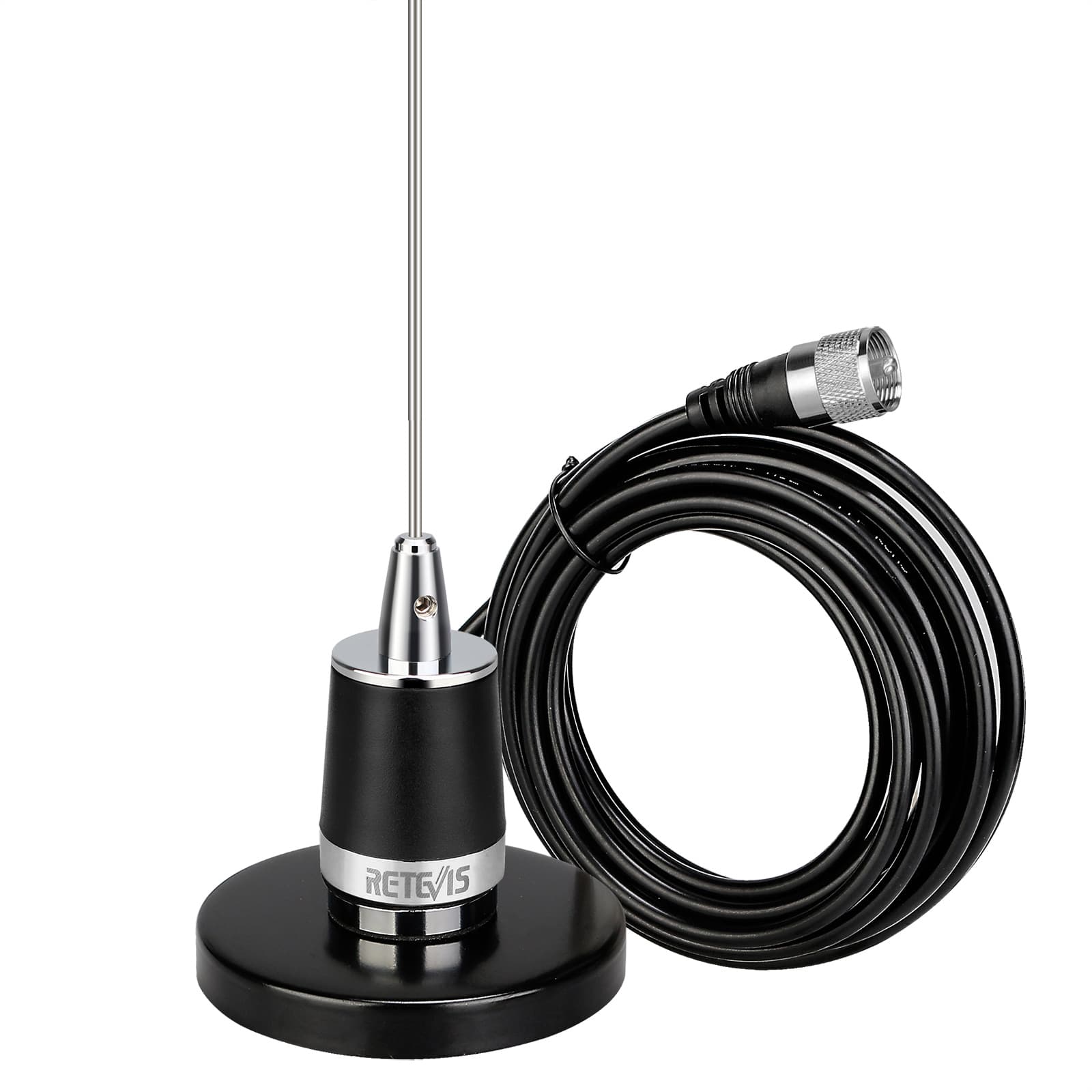 Antenna Magnetica Dual Band Retevis MR200 Per Auto – 51,5 Cm, NMO, Cavo RG58, Per VHF/UHF, Guadagno 2,15/3,5 DB
