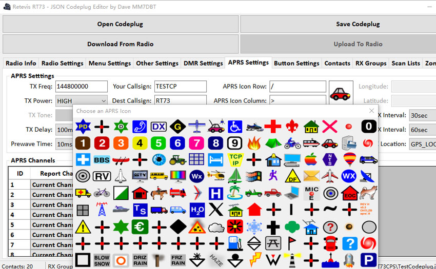 Codeplug Editor for Retevis RT73