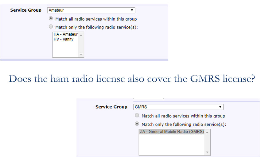 Does the ham radio license also cover the GMRS license?