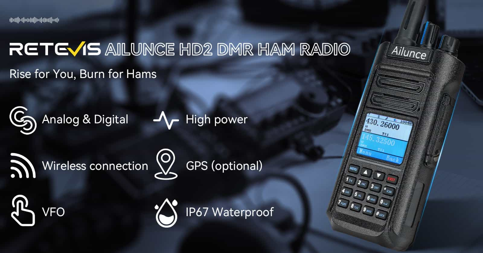 Ailunce HD2 Waterproof Dual Band DMR HAM Two Way Radio