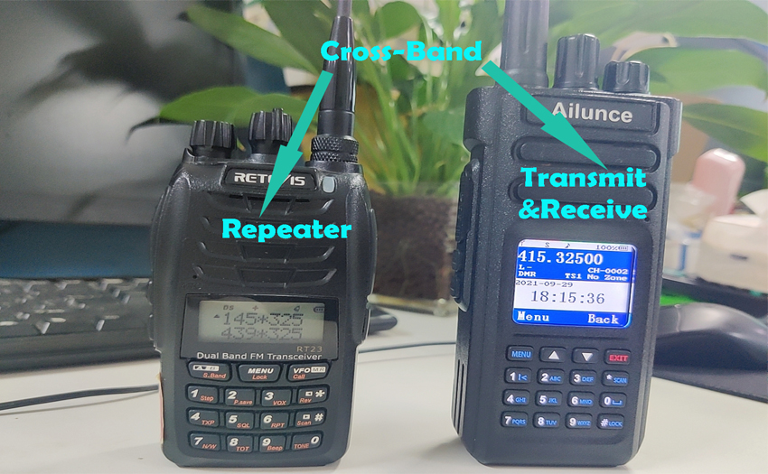 What is the difference between cross band transmit&receive and repeater?