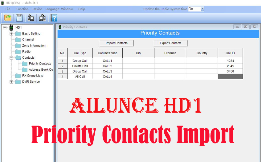 Why can't I import the priority contact file into my Ailunce HD1