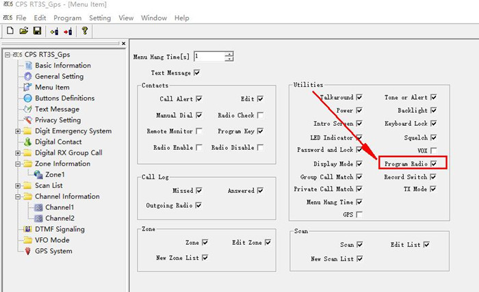 check Program Radio item