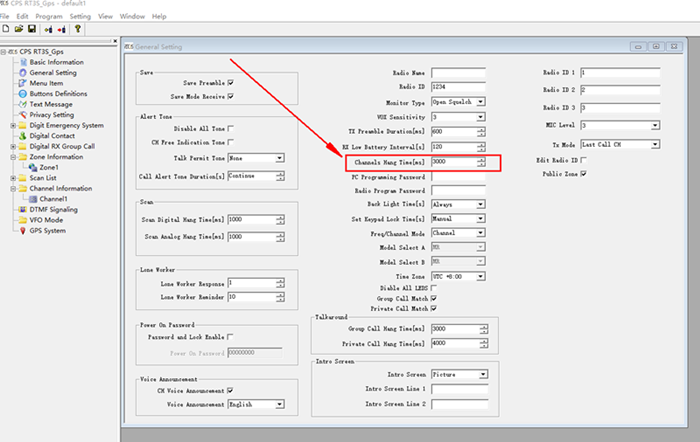 hang up time setting of RT3S