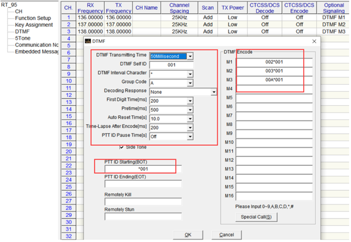 RT95 setting in the software-2