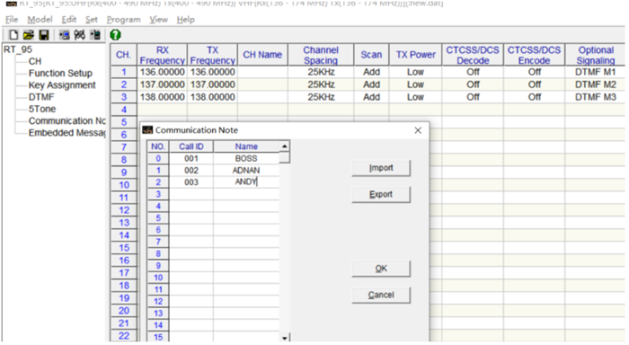 RT95 setting in the software-3