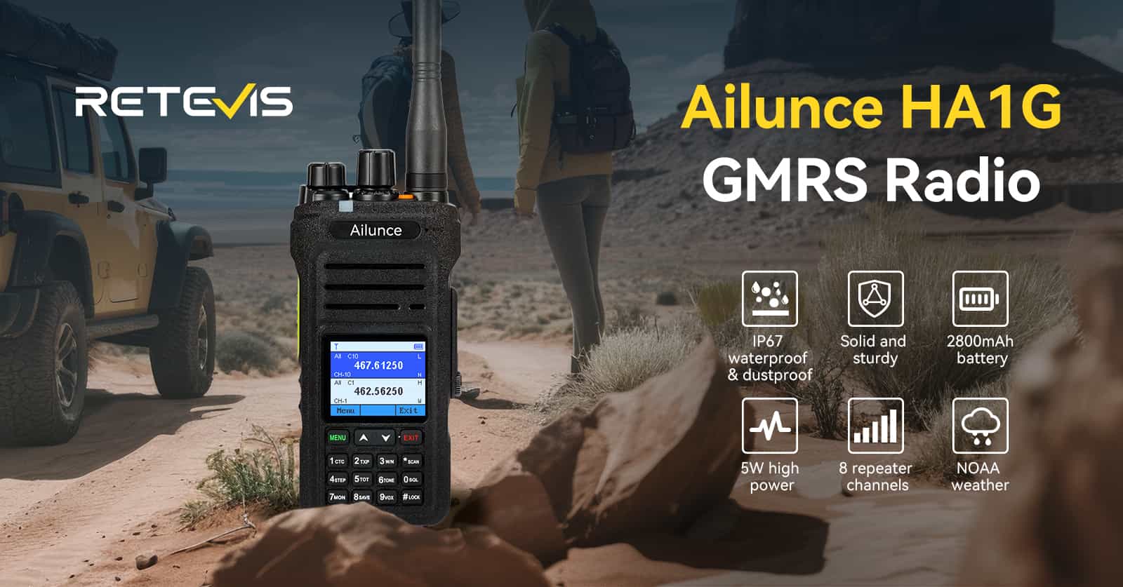 Retevis Ailunce HA1G IP67 Waterproof GMRS Two-Way Radio Retevis Ailunce HA1G IP67 Waterproof GMRS Two-Way Radio